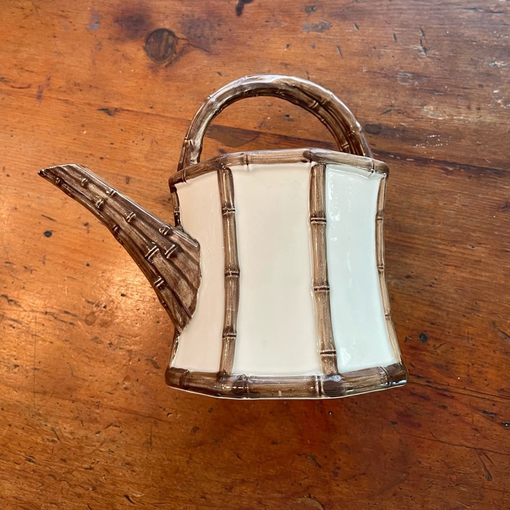 Vintage Fitz & Floyd Ceramic 🎋 Faux Bamboo 🎋 Watering Can